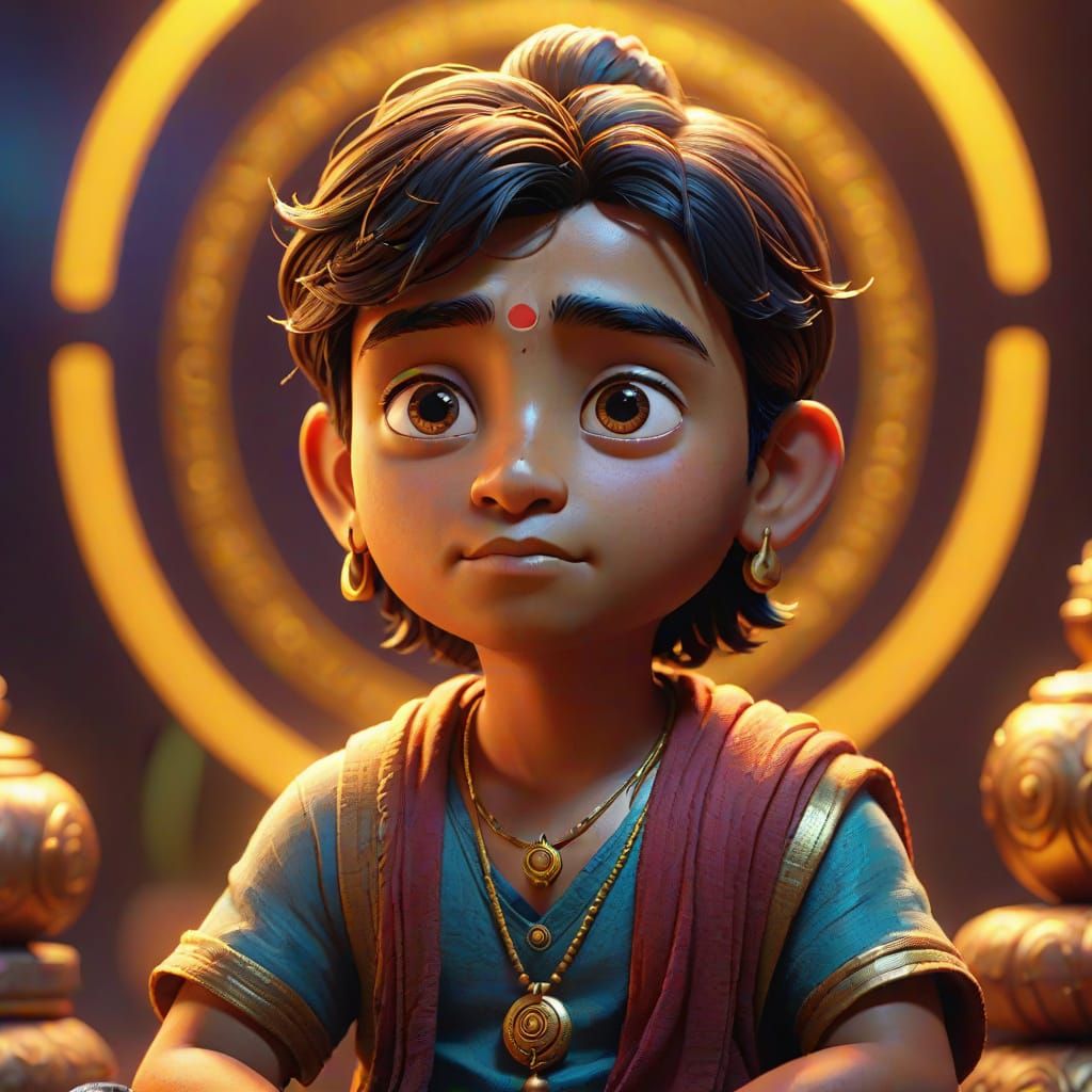 Gautam Buddha in Vibrant 3D Portrait