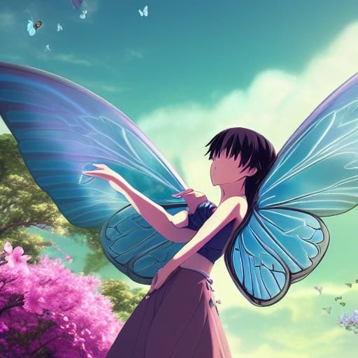 Gothic Princess Knight with Neon Wings, Anime Style