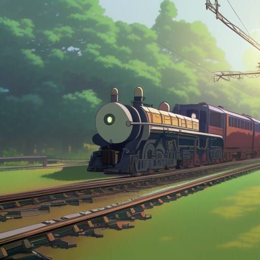 Train Station Departure: Studio Ghibli Anime Style