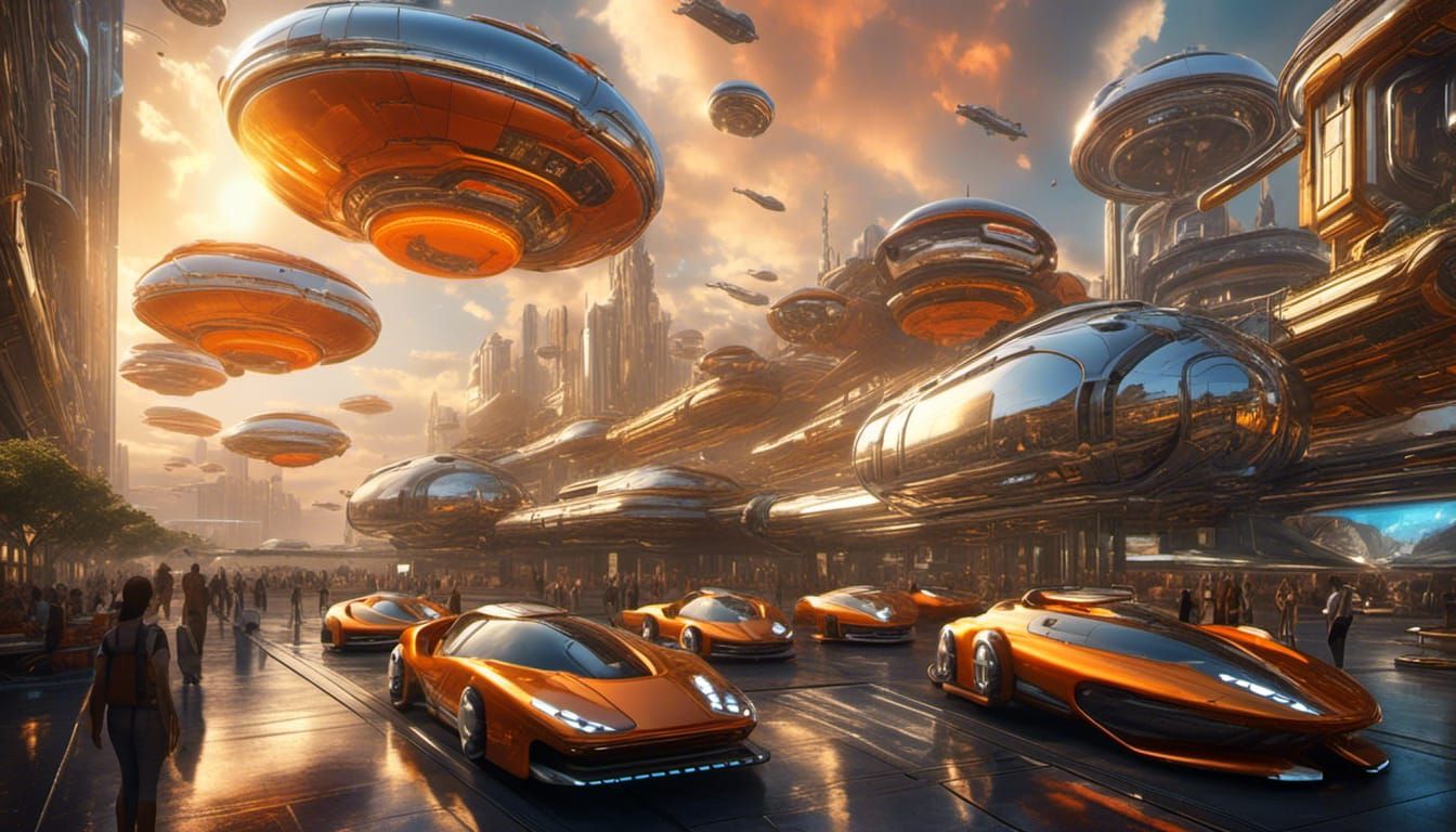 Futuristic Silver City in the Sky