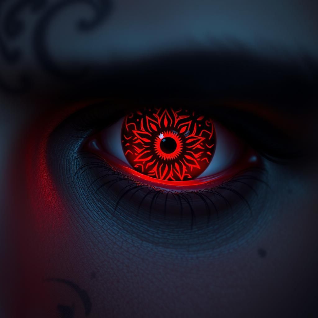 Intricate Red Eye: Dark Fantasy Concept Art
