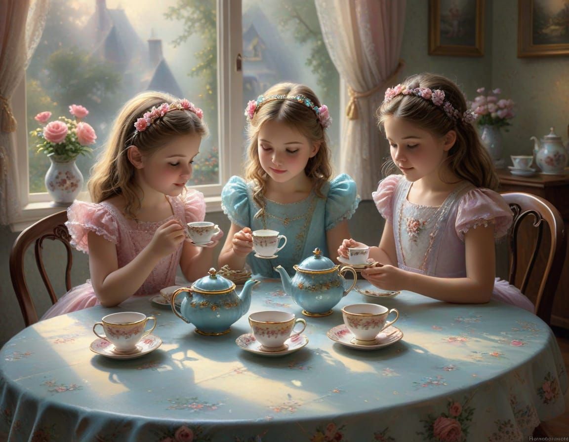 Ethereal Fantasy Tea Party With Two Girls