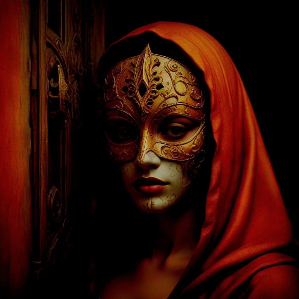 Woman With Sliding Mask Hiding True Feelings