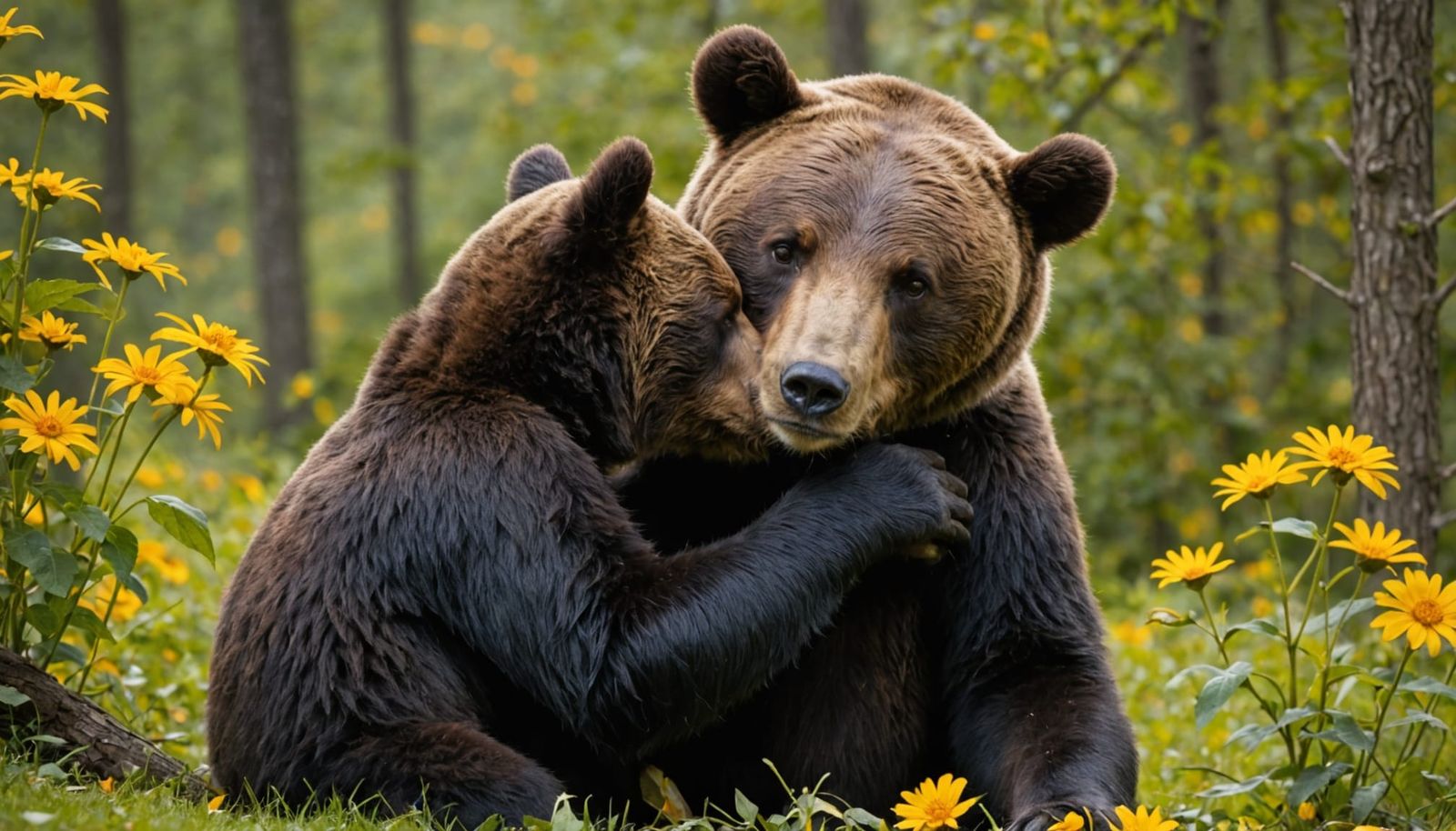 Soulful Bear Embracing with Gentle Kindness