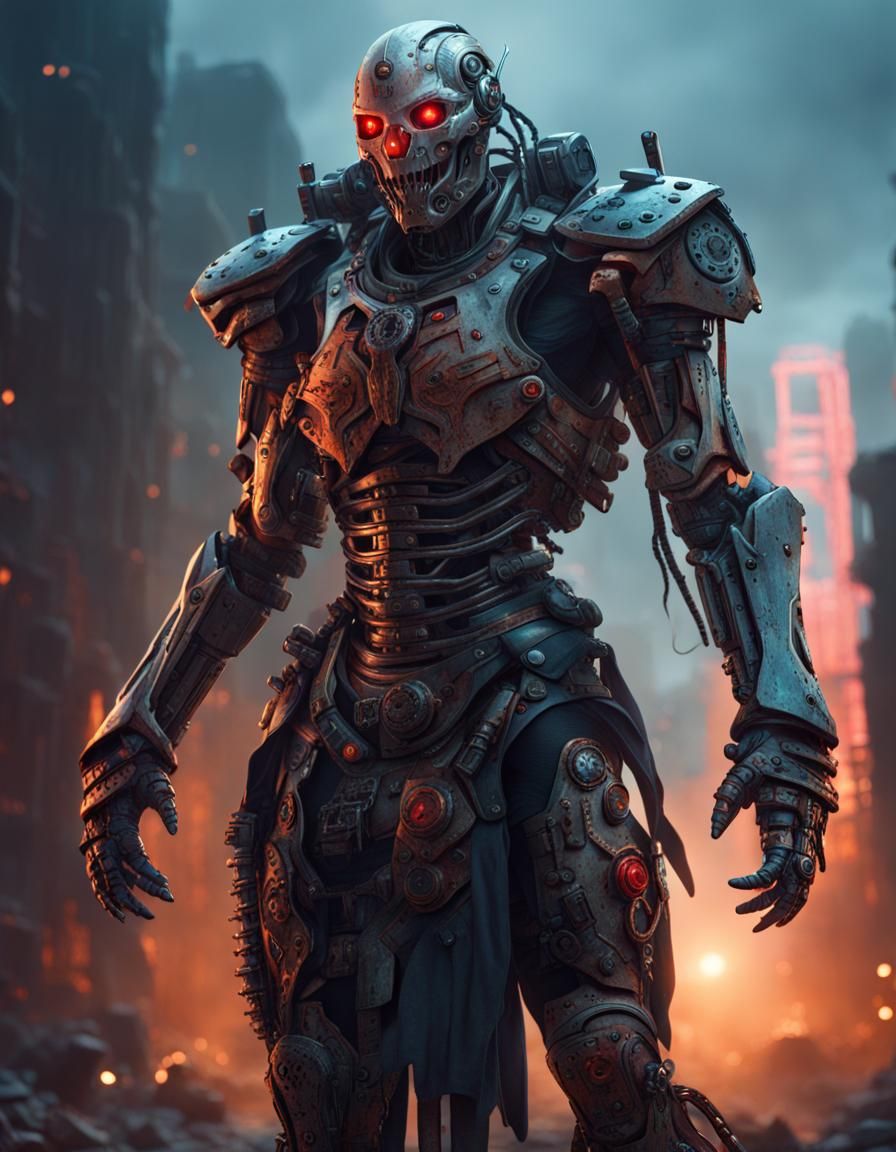Heroic Cyborg Warlord in Post-Apocalyptic Horror