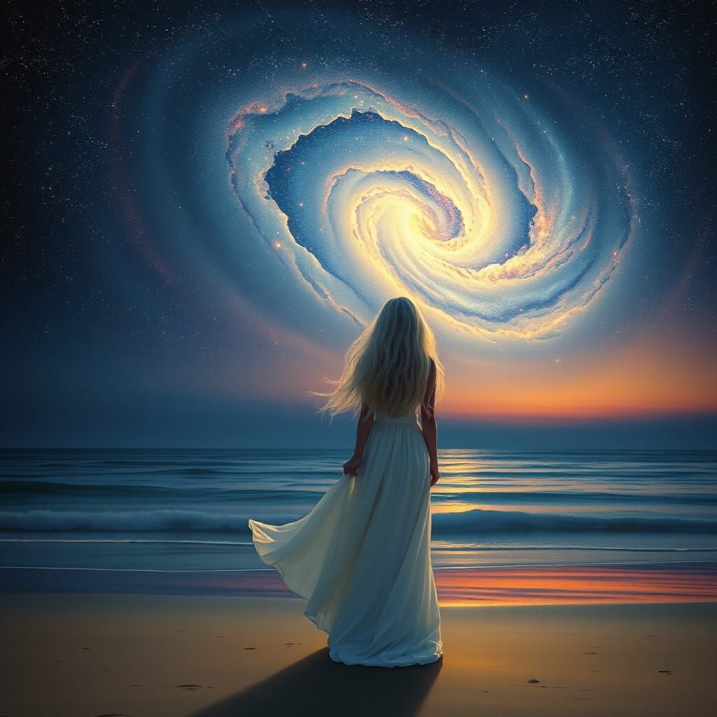 Mystical Cosmic Beauty in Art Nouveau Style