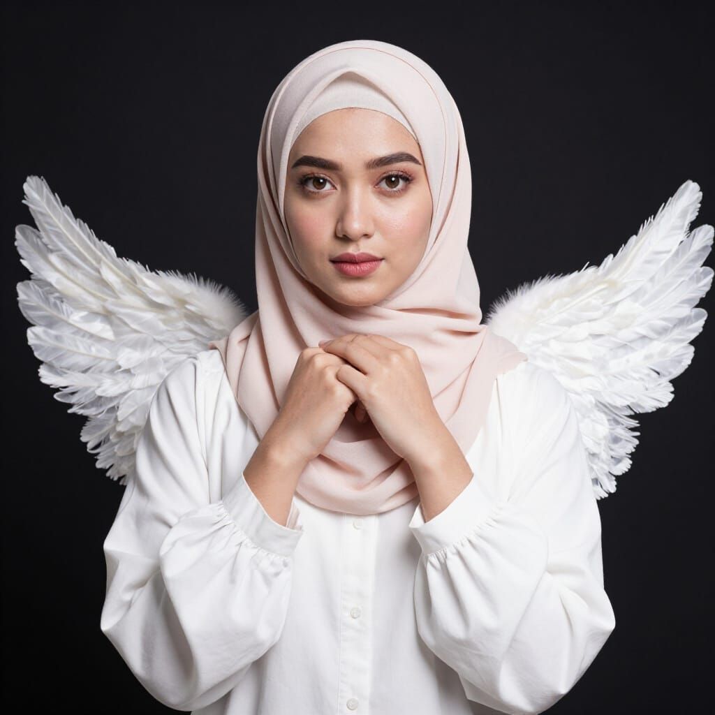 Angelic Muslim Woman in Studio Portrait