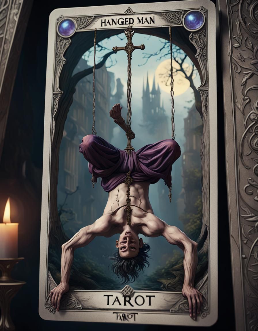 The Hanged Man Tarot Card in Gothic Style