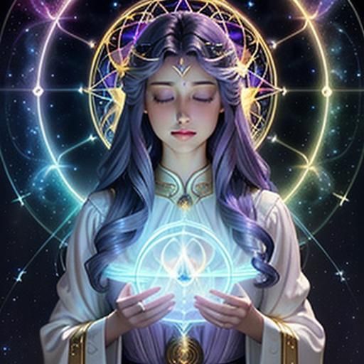 Elemental Angel in Sacred Geometry Style