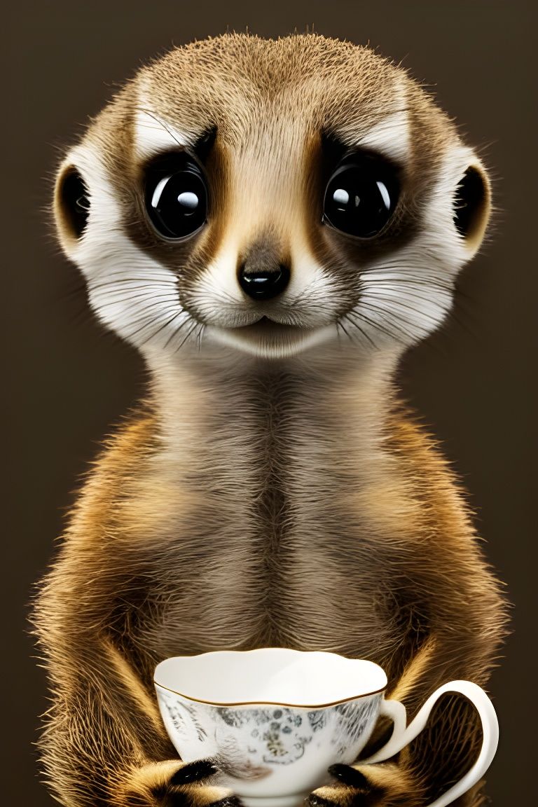 Baby Meerkat Drinking Tea