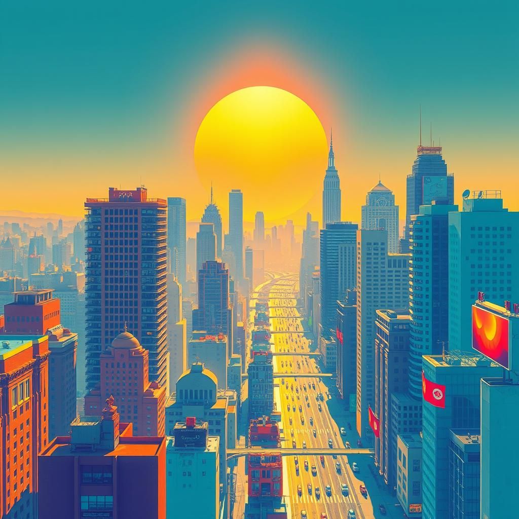 Gleaming Art Deco Cityscape in UV Paint