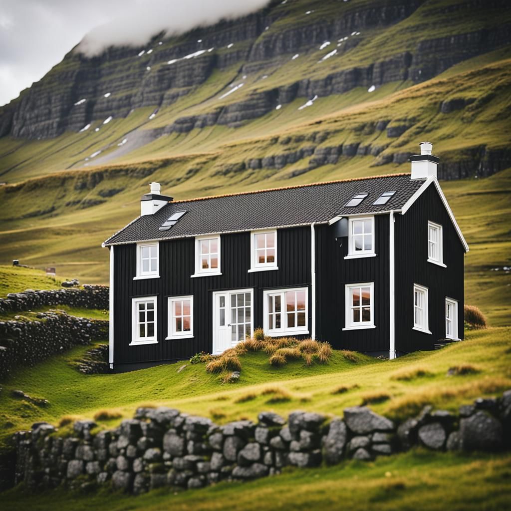 Classic Faroe Islands House in Natural Light
