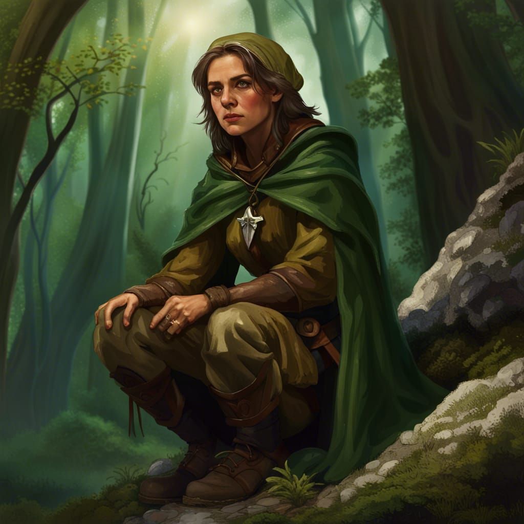 Medieval Scout in Forest, Hildebrandt Style