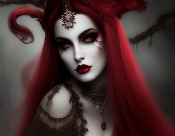 Vampire Queen Portrait in Gothic Horror Style