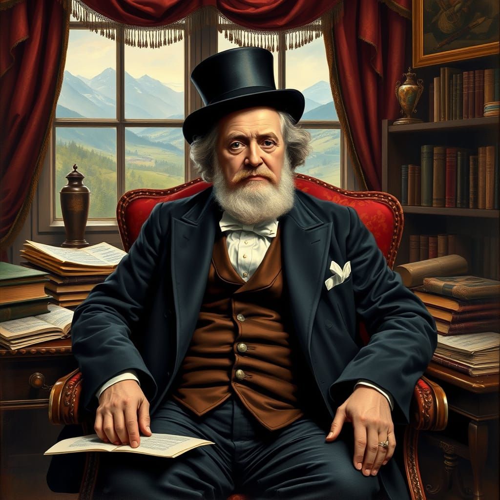 Richard Wagner in Elegant 19th-Century Study