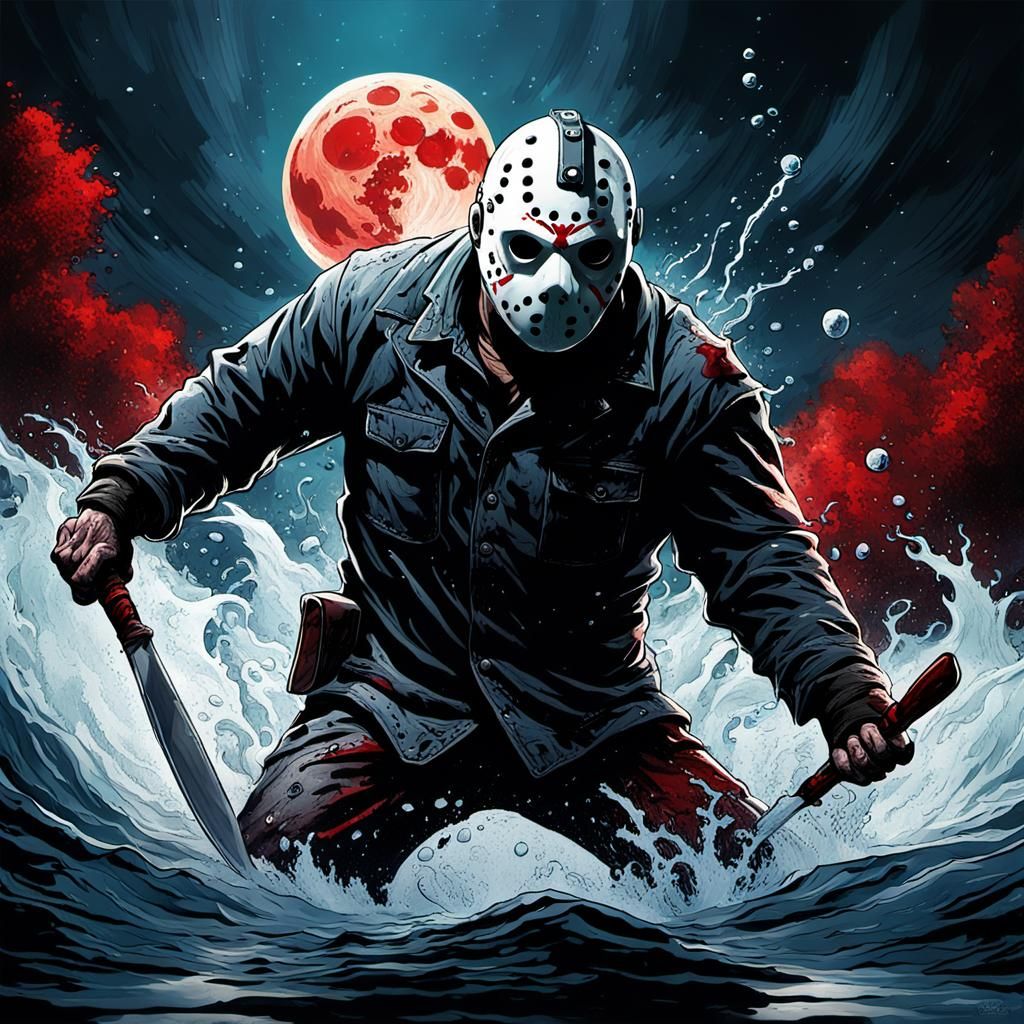 Fearsome Jason Voorhees Emerges from Water