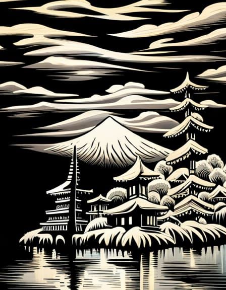 Mount Fuji Painting in Modern Japanese Style