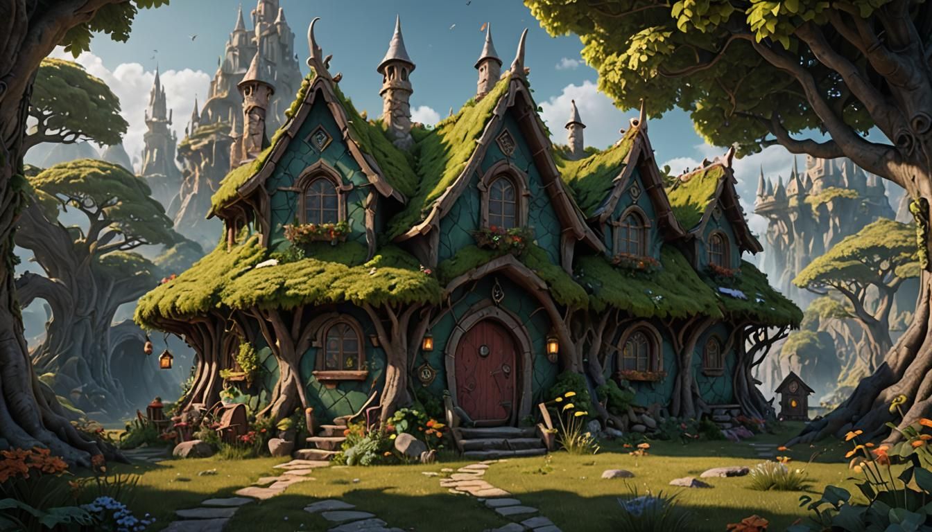 Fantastical Elf House: Detailed Matte Painting