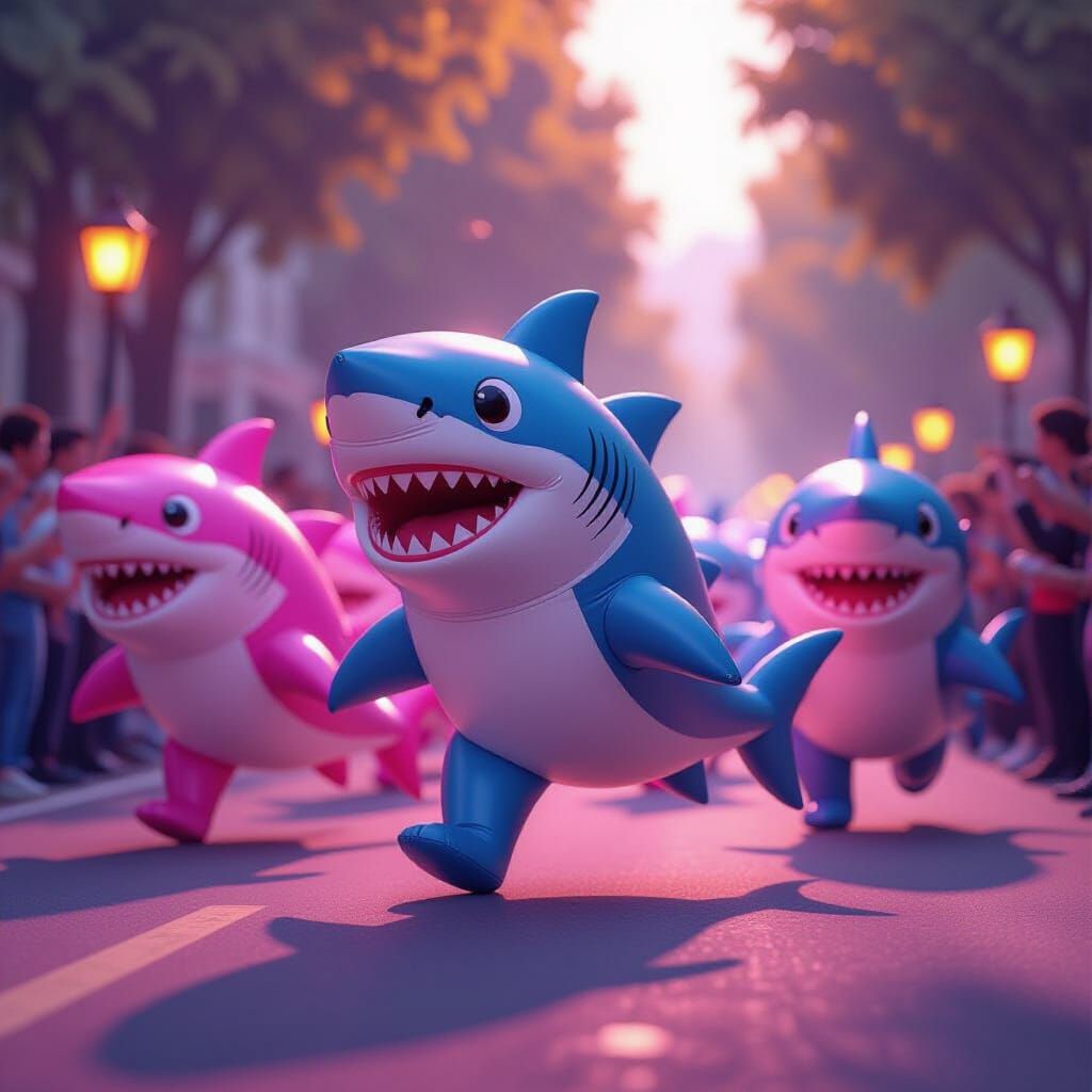 Inflatable Sharks March in Dark Fantasy Parade