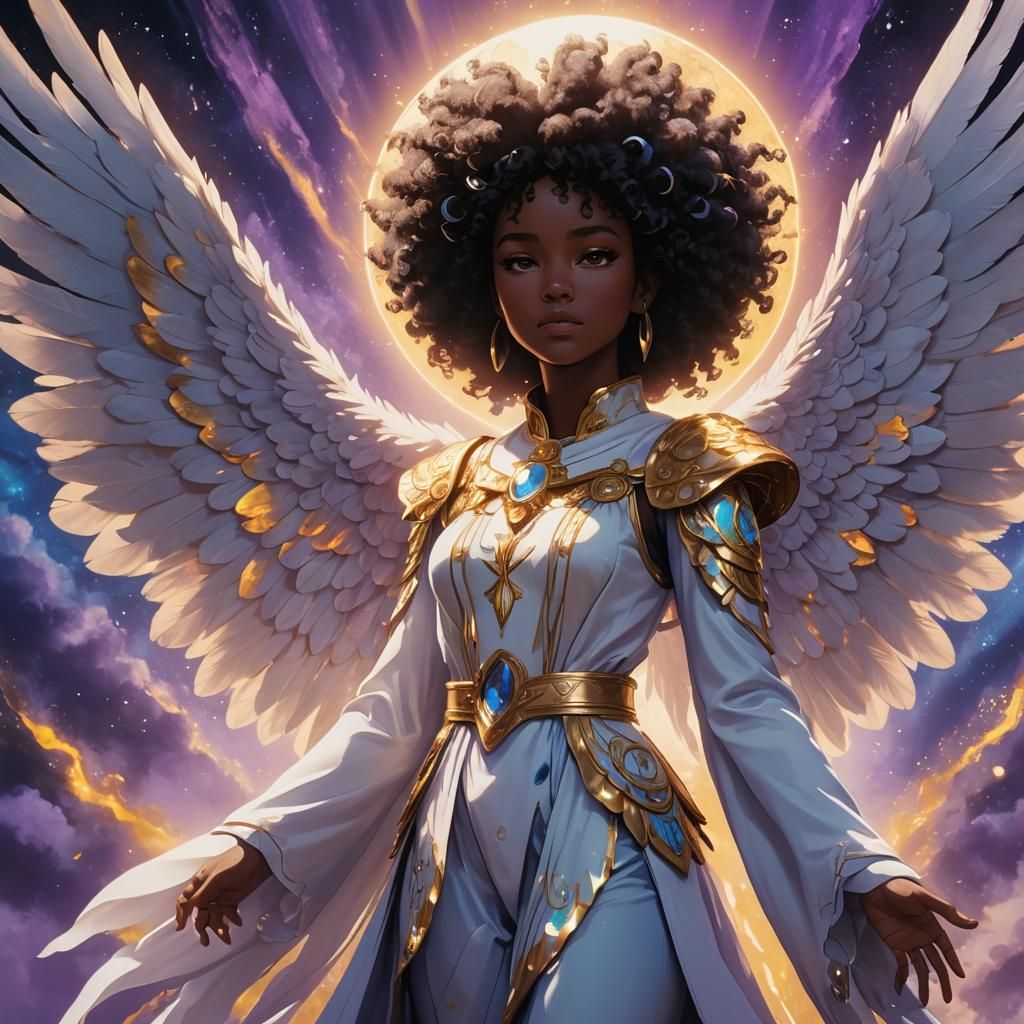 Anime Seraphim: Porcelain Girl in Mystical Aura