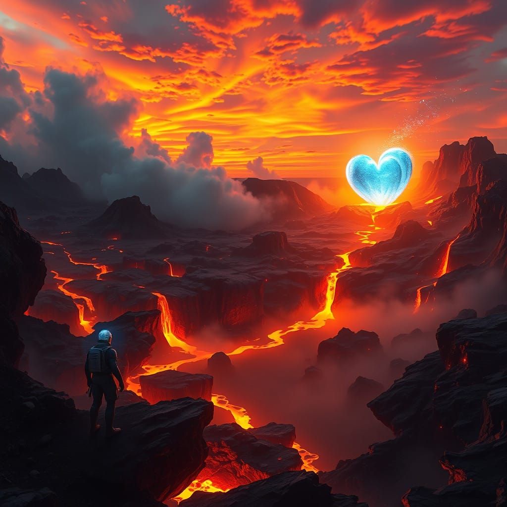 Surreal Volcanic Dawn Illuminated by Radiant Orange and Red ...