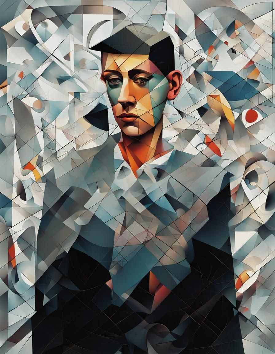 Cubist Abstract Composition in Geometric Shapes