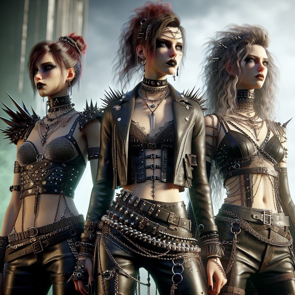 All-Female Rock Band in Detailed Matte Painting