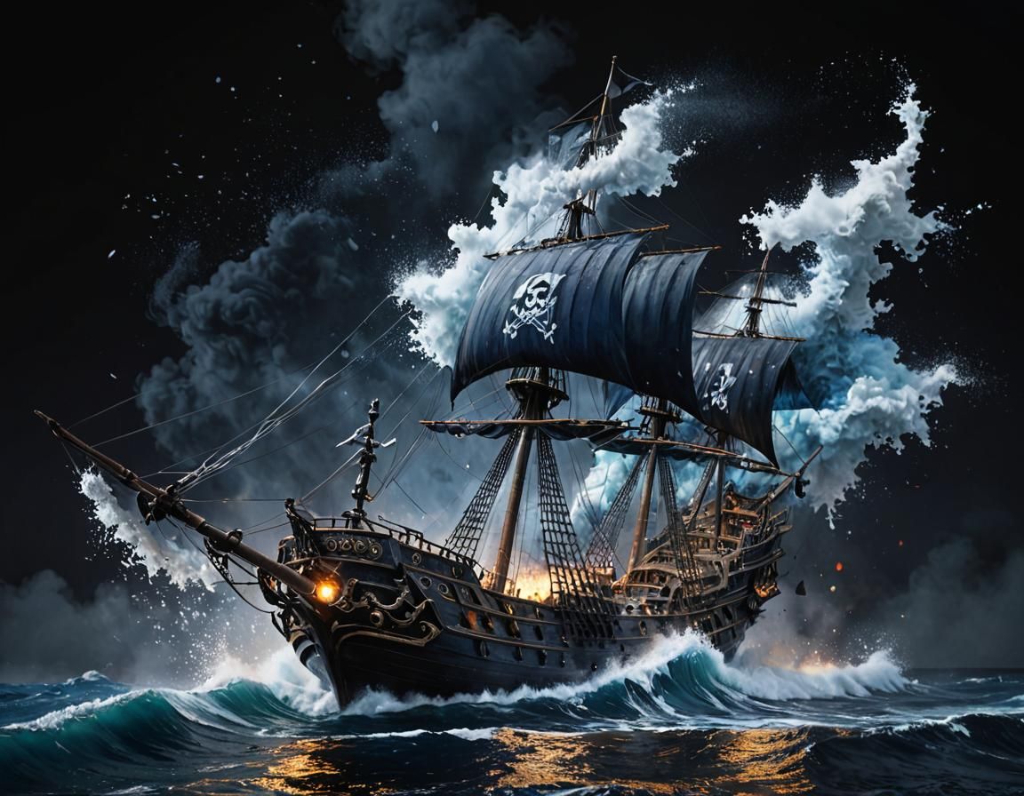 Pirate ship in the storm