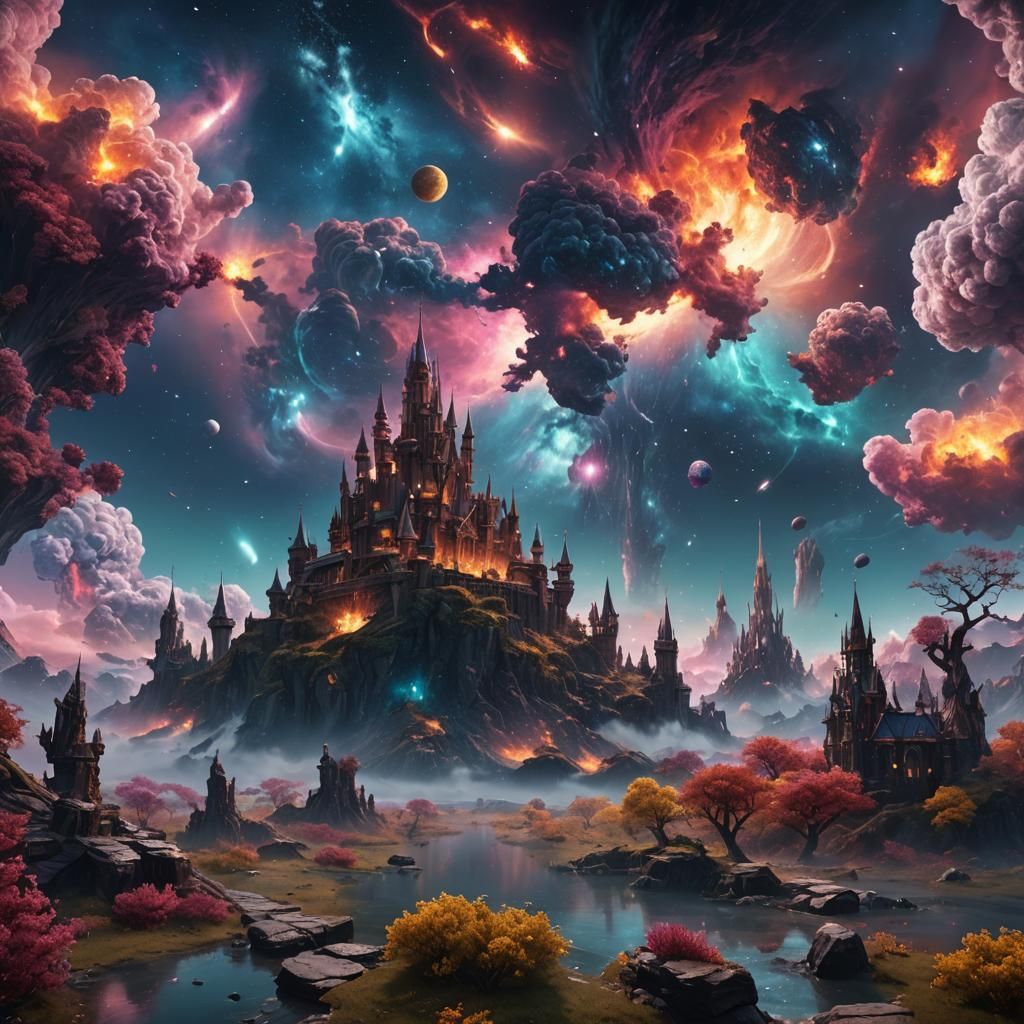 Cloudy Galaxy Wonderland: Fantasy Concept Art
