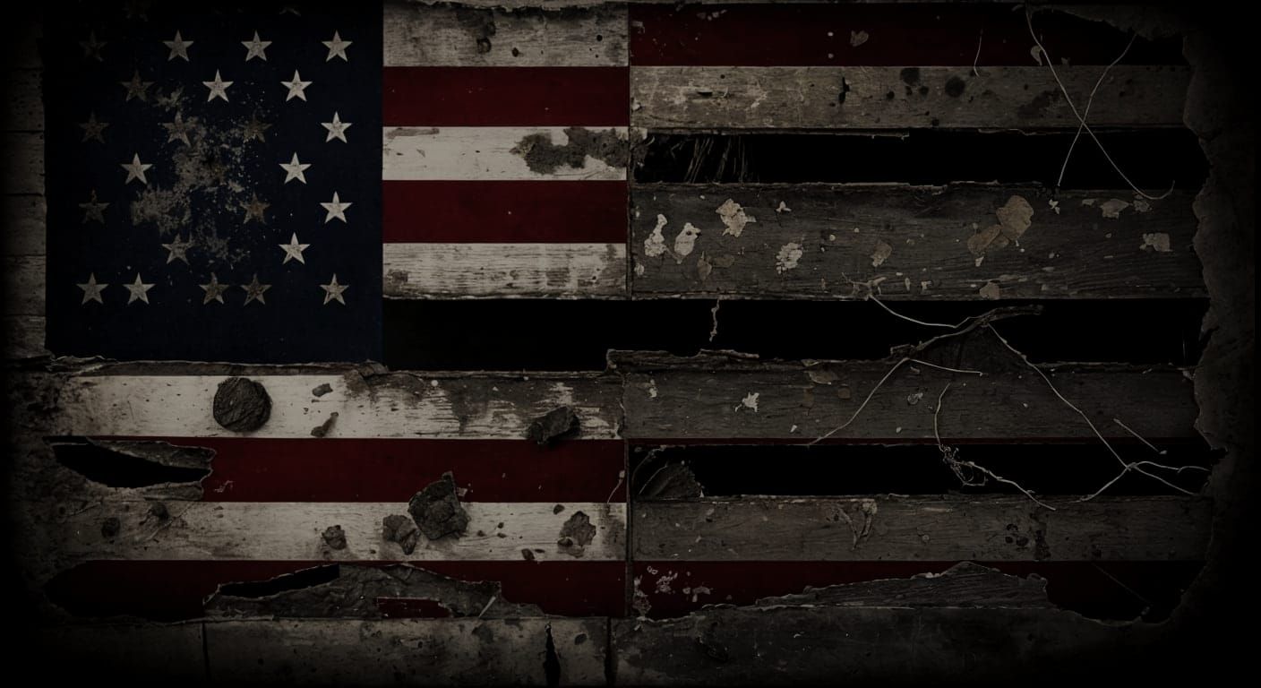 Faded American Flag with Rotting Stripes