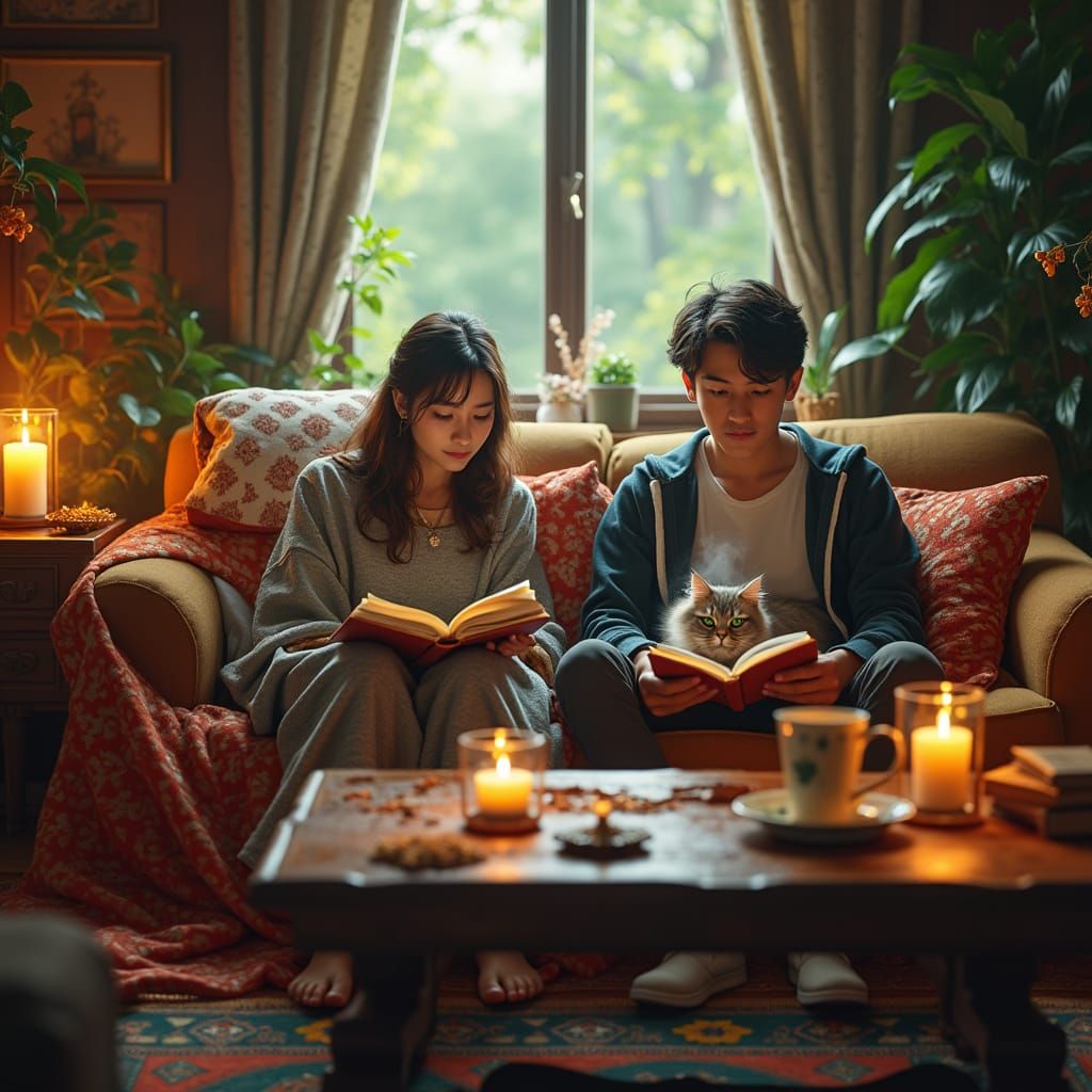 Cozy Living Room Scene in Fantasy Concept Art