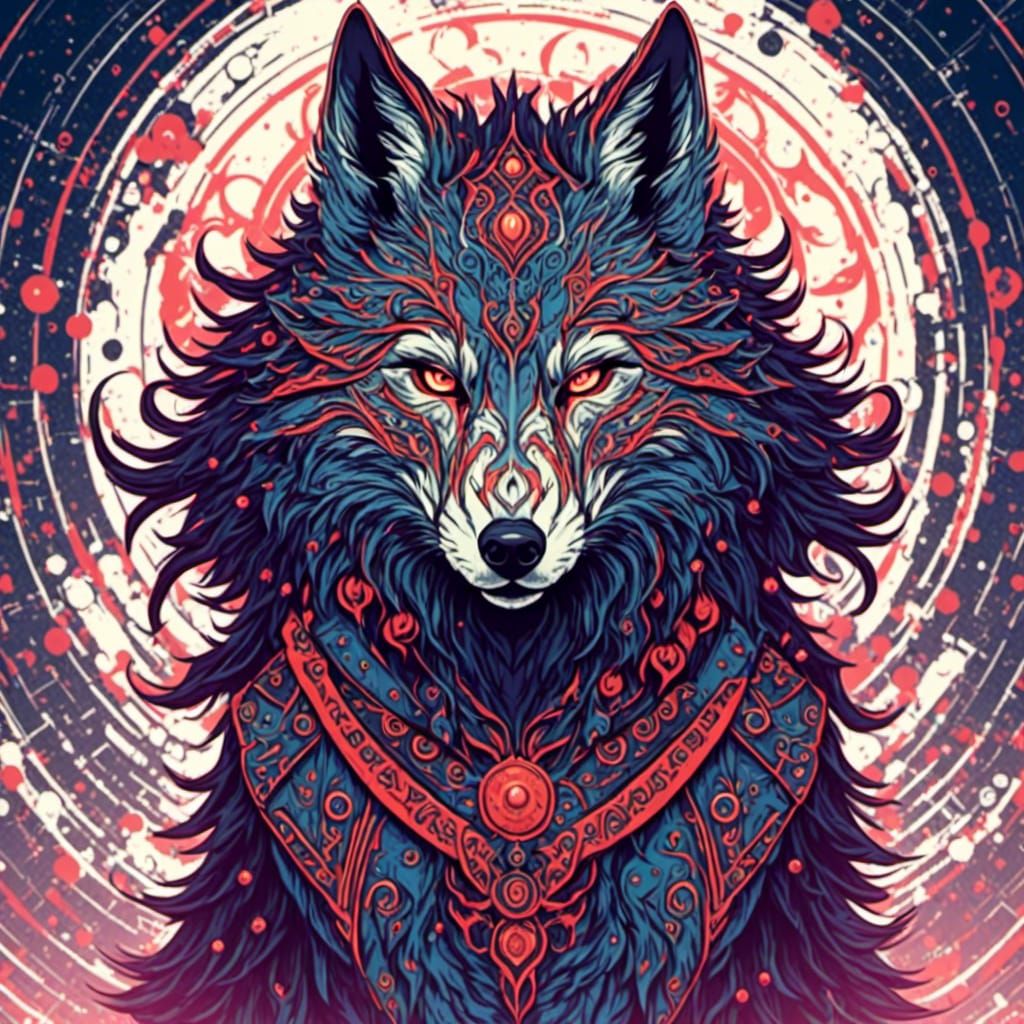 Fearsome Wolf Portrait in Ominous Style