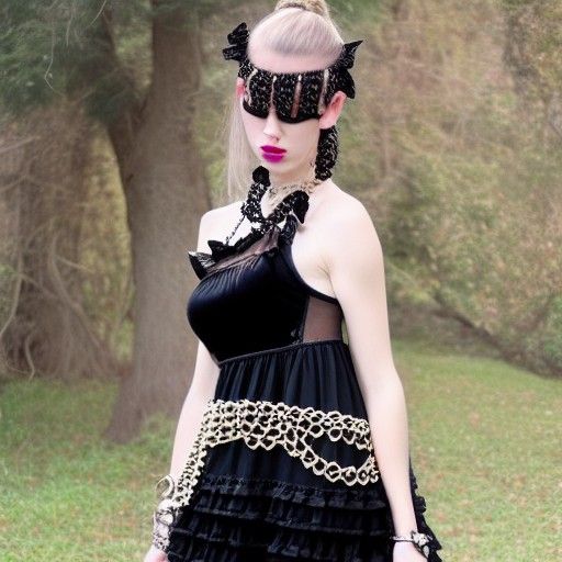 Frilly Goth Dress with Chains Fashion