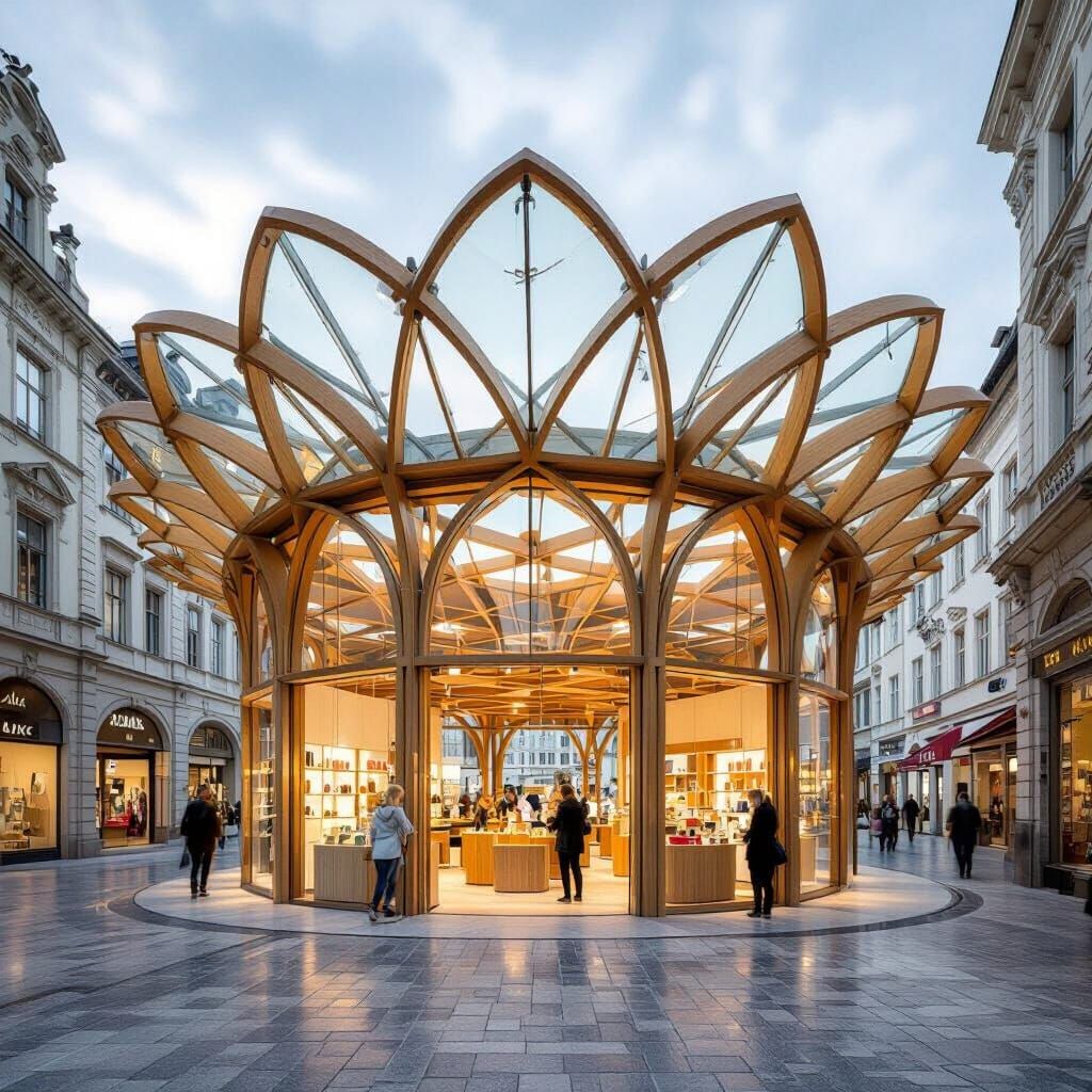 Lively Market Gallery with 3D Timber Canopy