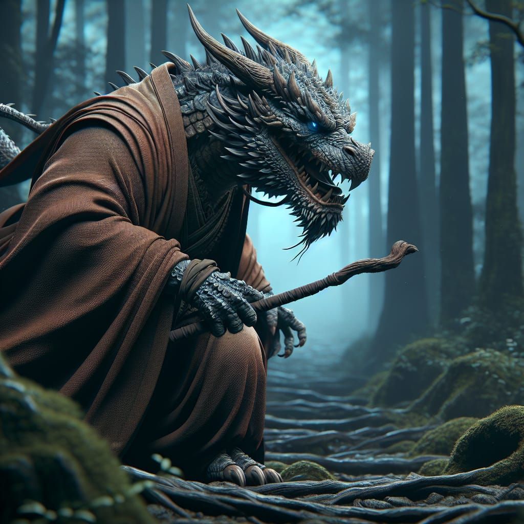 Brutish Dragon Warrior Monk in Forest