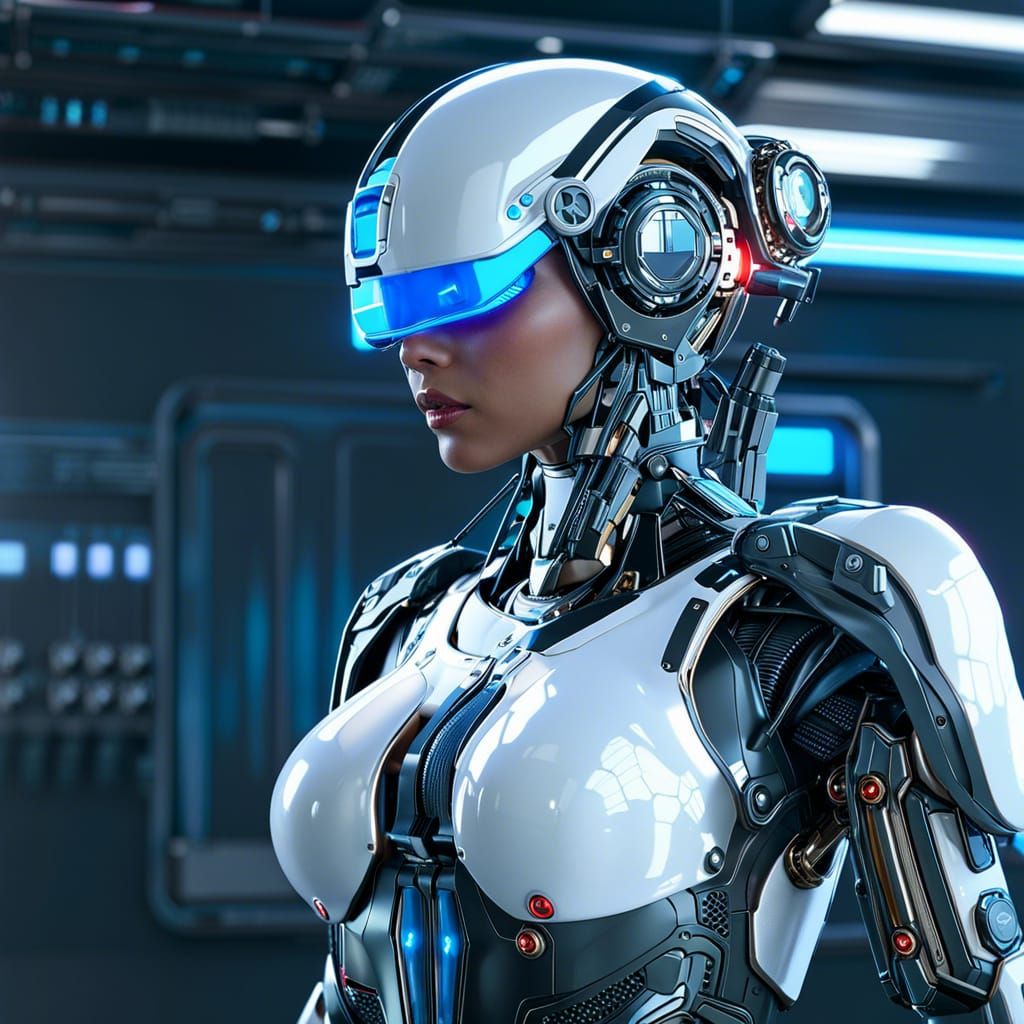 Futuristic Medical Cyborg in Sci-Fi Hospital