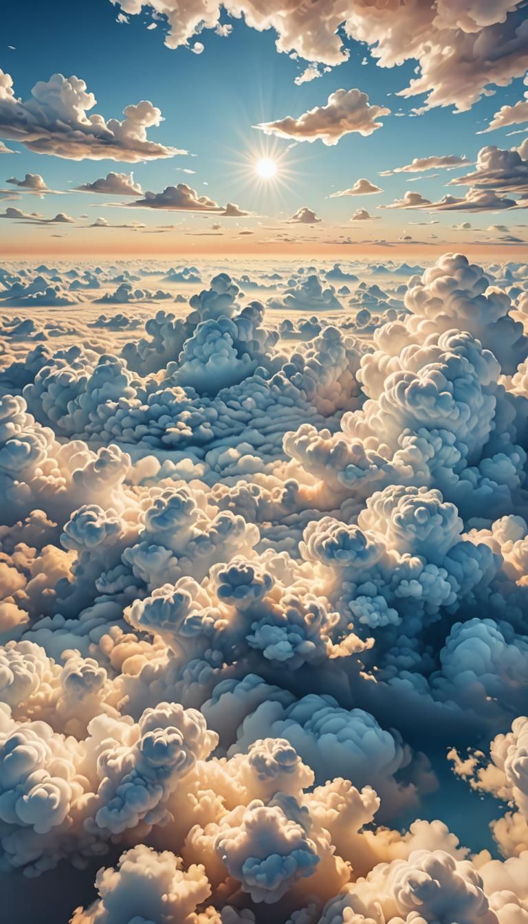 Dreamy Cloudscape: Aerial View in Pastel Colors