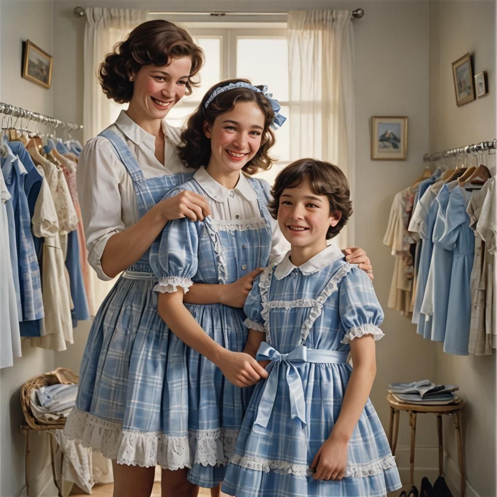 Woman Shows Dress to Man in Vintage Shop