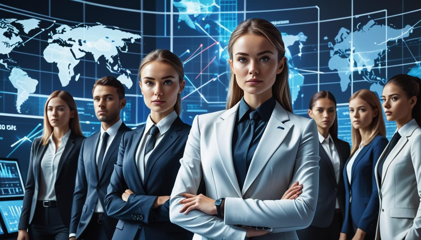 Futuristic Entrepreneur Contemplates Digital Projections in ...