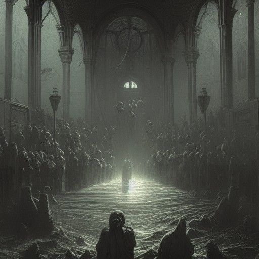 Eerie Innsmouth Illustration in Gothic Horror Style