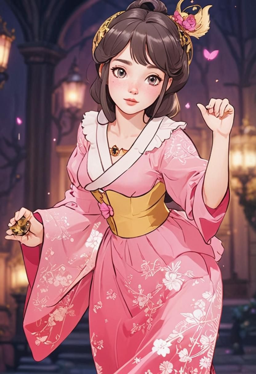 Kitty in Pink Sleeping Beauty Dress