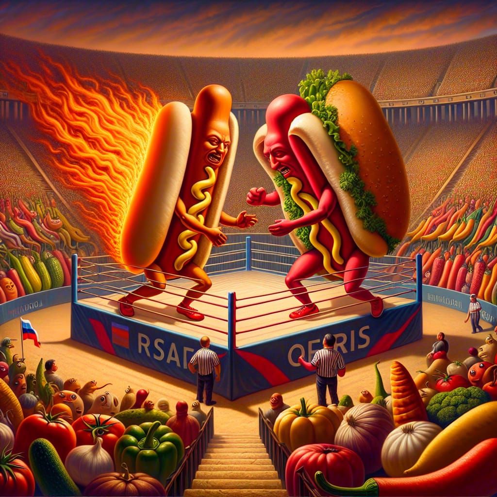 Hot Dogs wrestling in the Paris Olympics