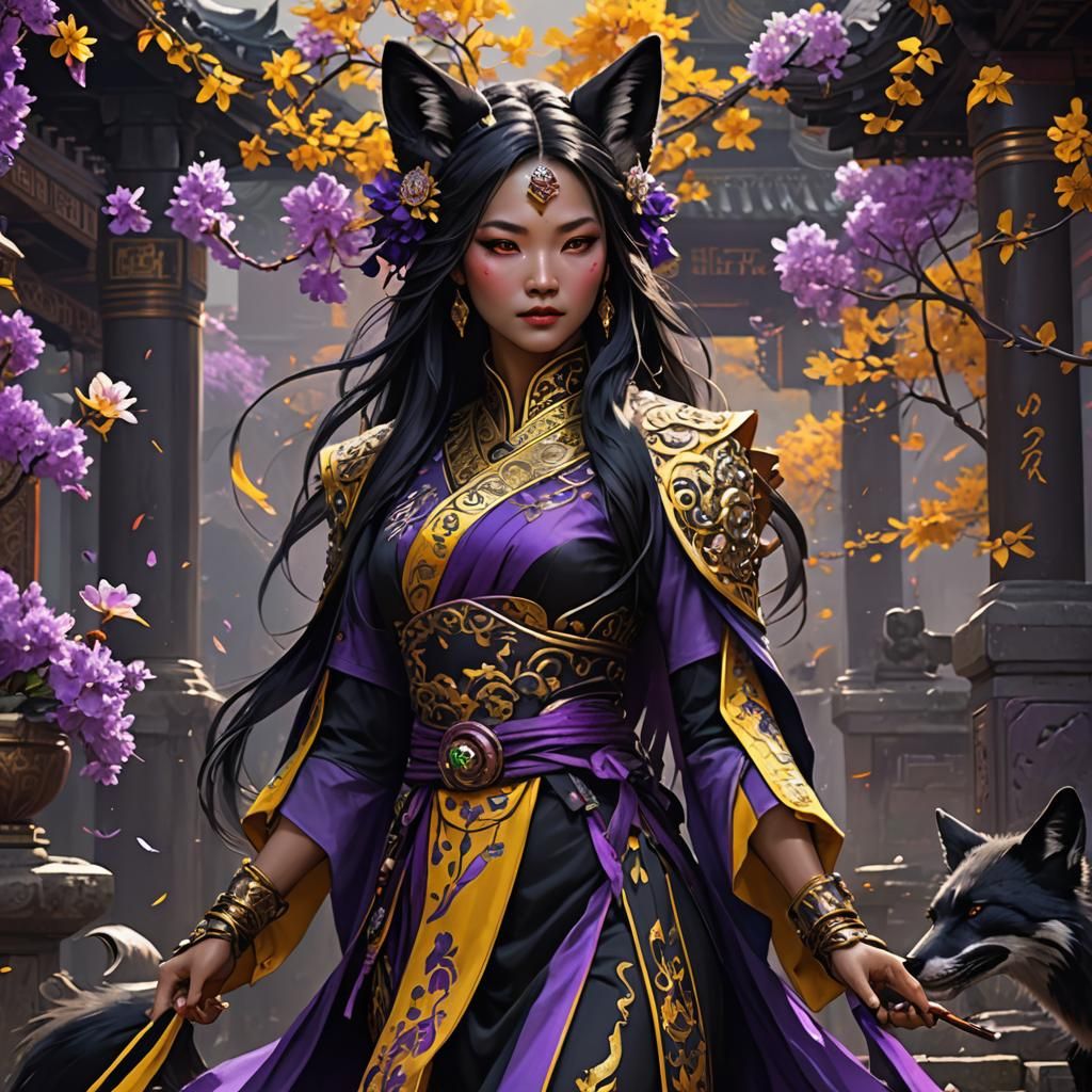 Black Fox Goddess in Chinese Dress
