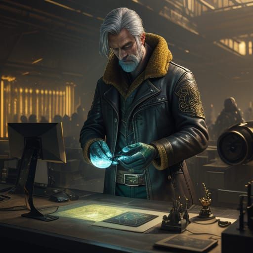 Steampunk Lab Atop Floating Island: Hyperrealistic Matte Pai...