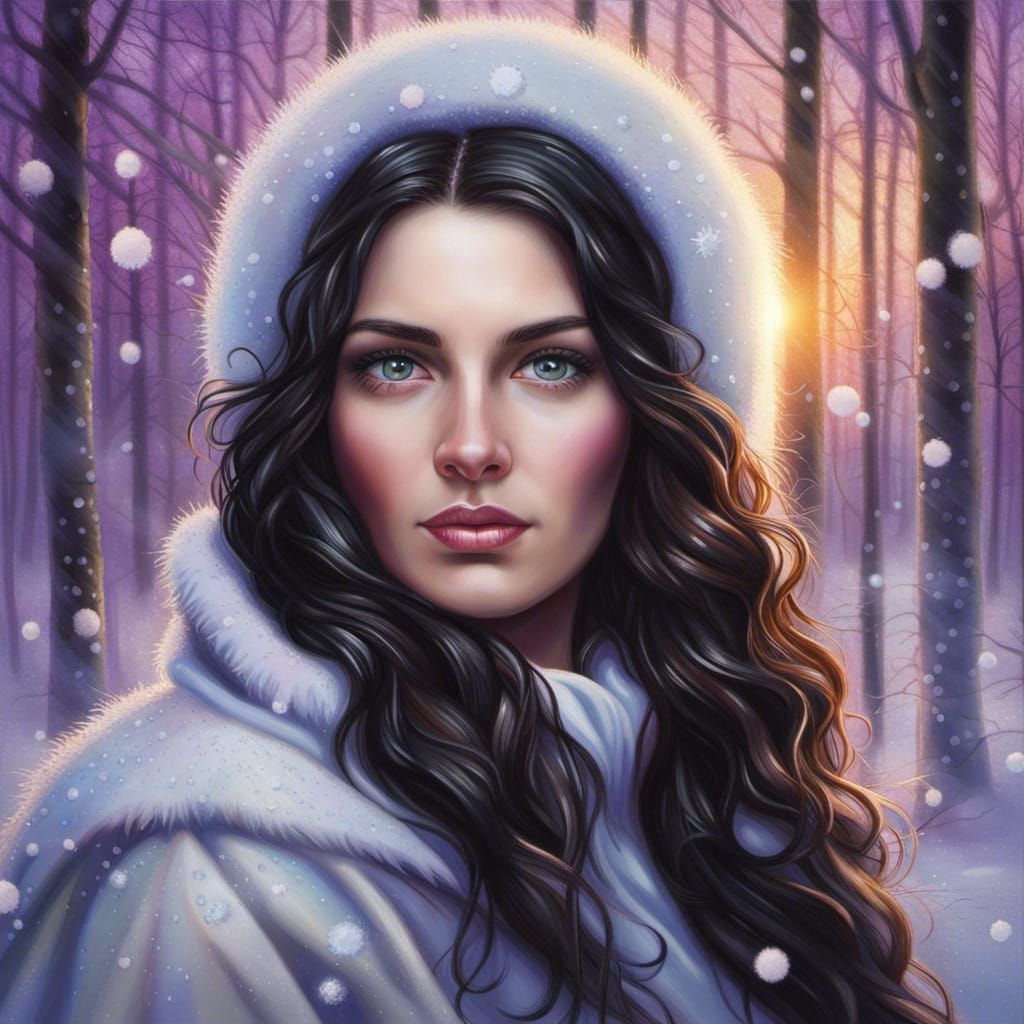 Snow Woman Portrait in Anne Stokes Style