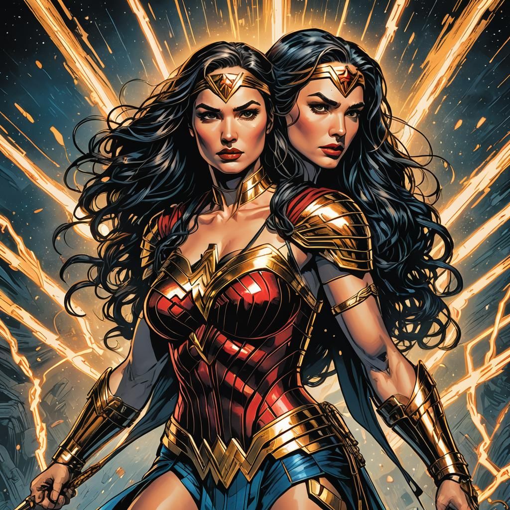 Wonder Woman Portrait in Comic Book Style
