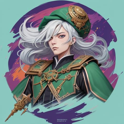 Vibrant Manga Portrait of Wizard Zook Gimble