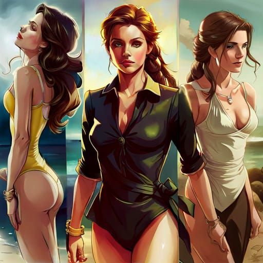 Princess Belle on the Beach: Hyperrealistic Color Portrait