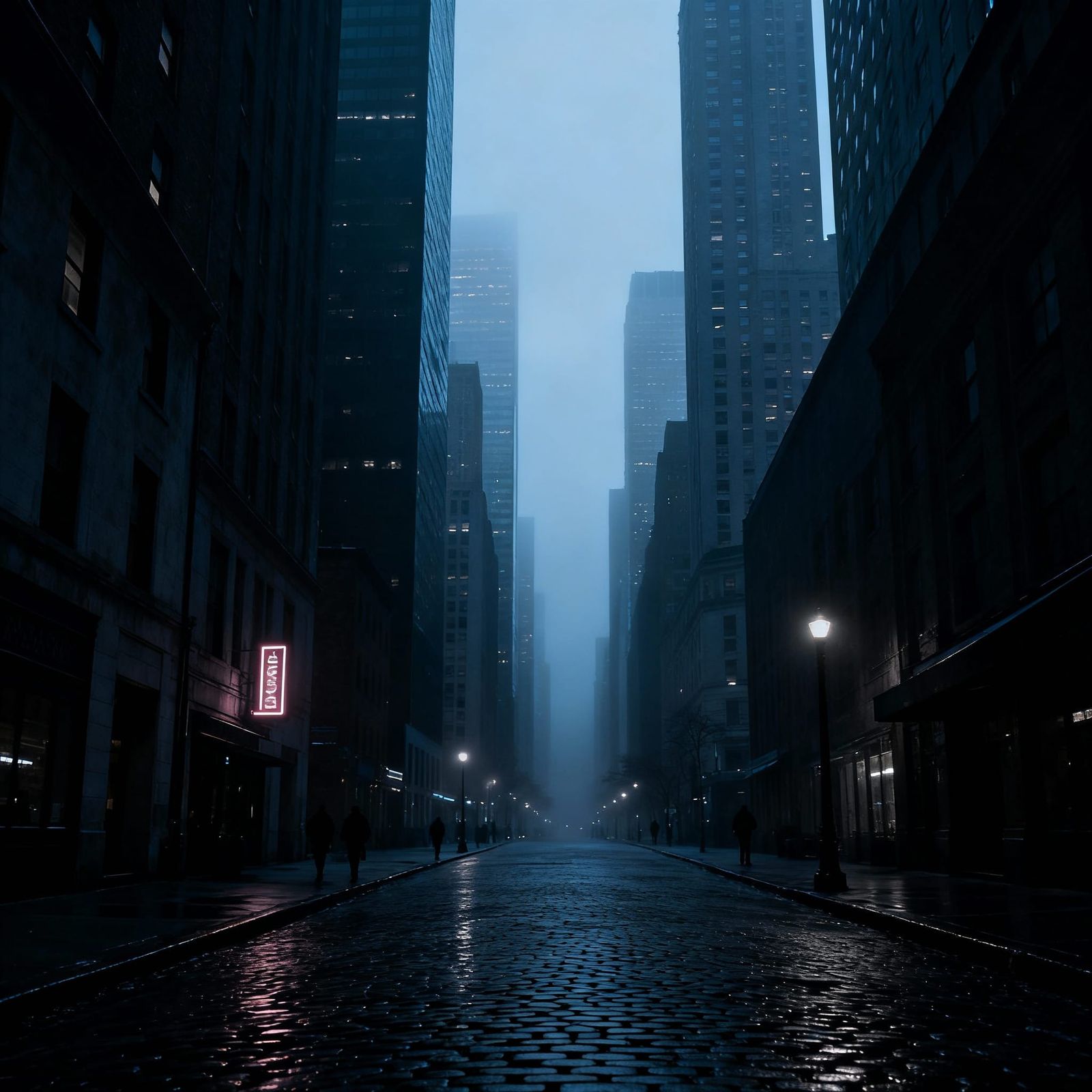 Dark Cityscape at Night