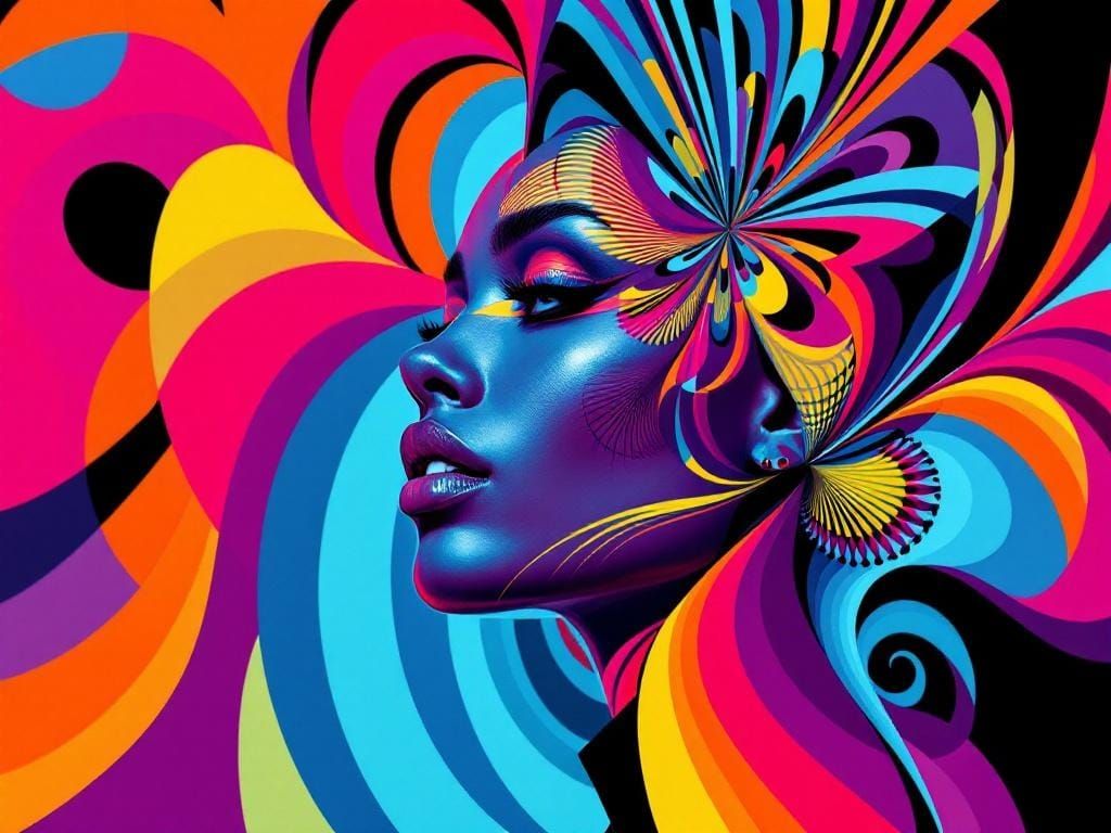 Op Art Portrait of a Beautiful Woman